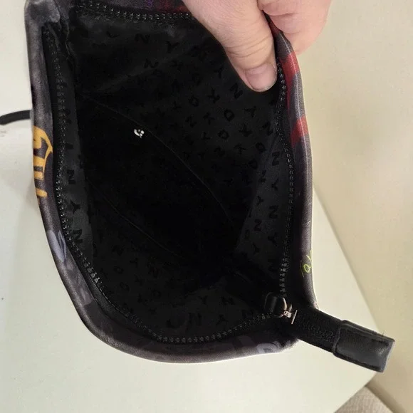 DKNY Graffiti Print Backpack Black Faux Leather NYC Streetwear Foldover Bag - Picture 6 of 10